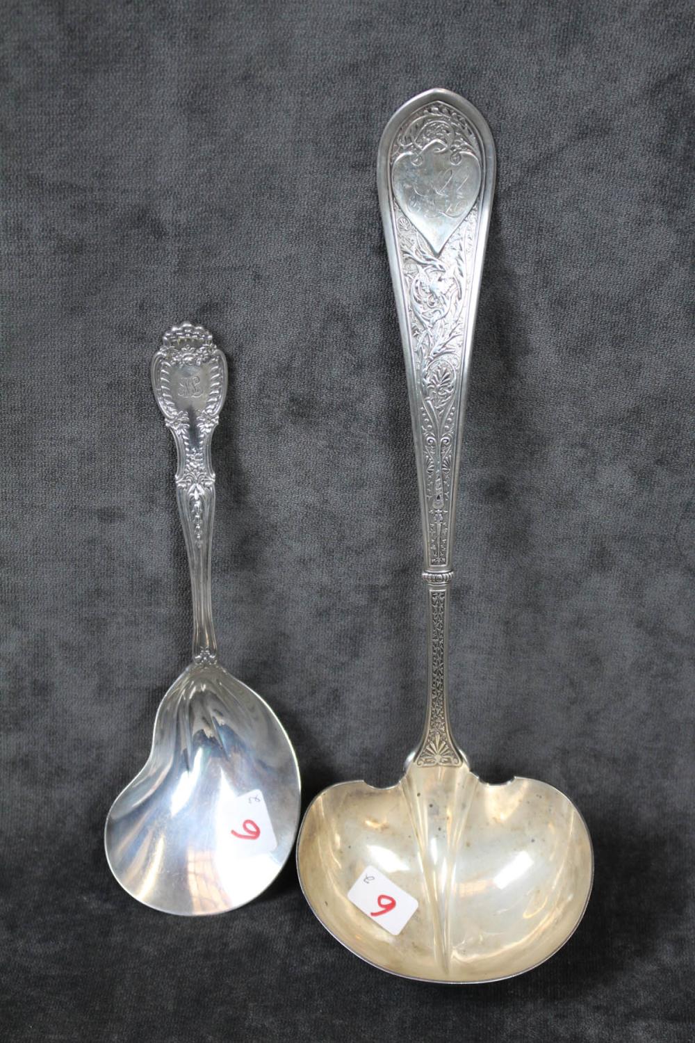 TWO AMERICAN SILVER FLATWARE SERVING
