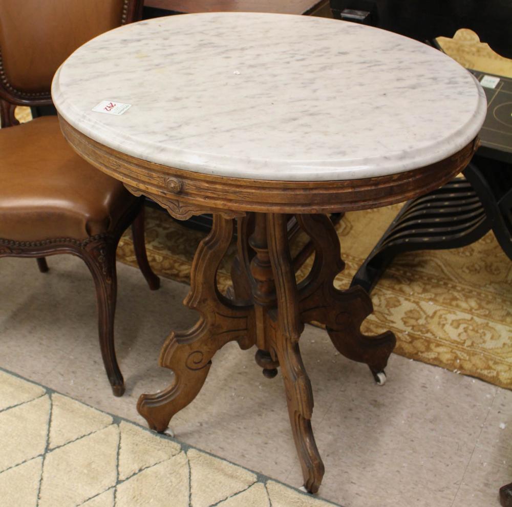 VICTORIAN OVAL MARBLE-TOP LAMP