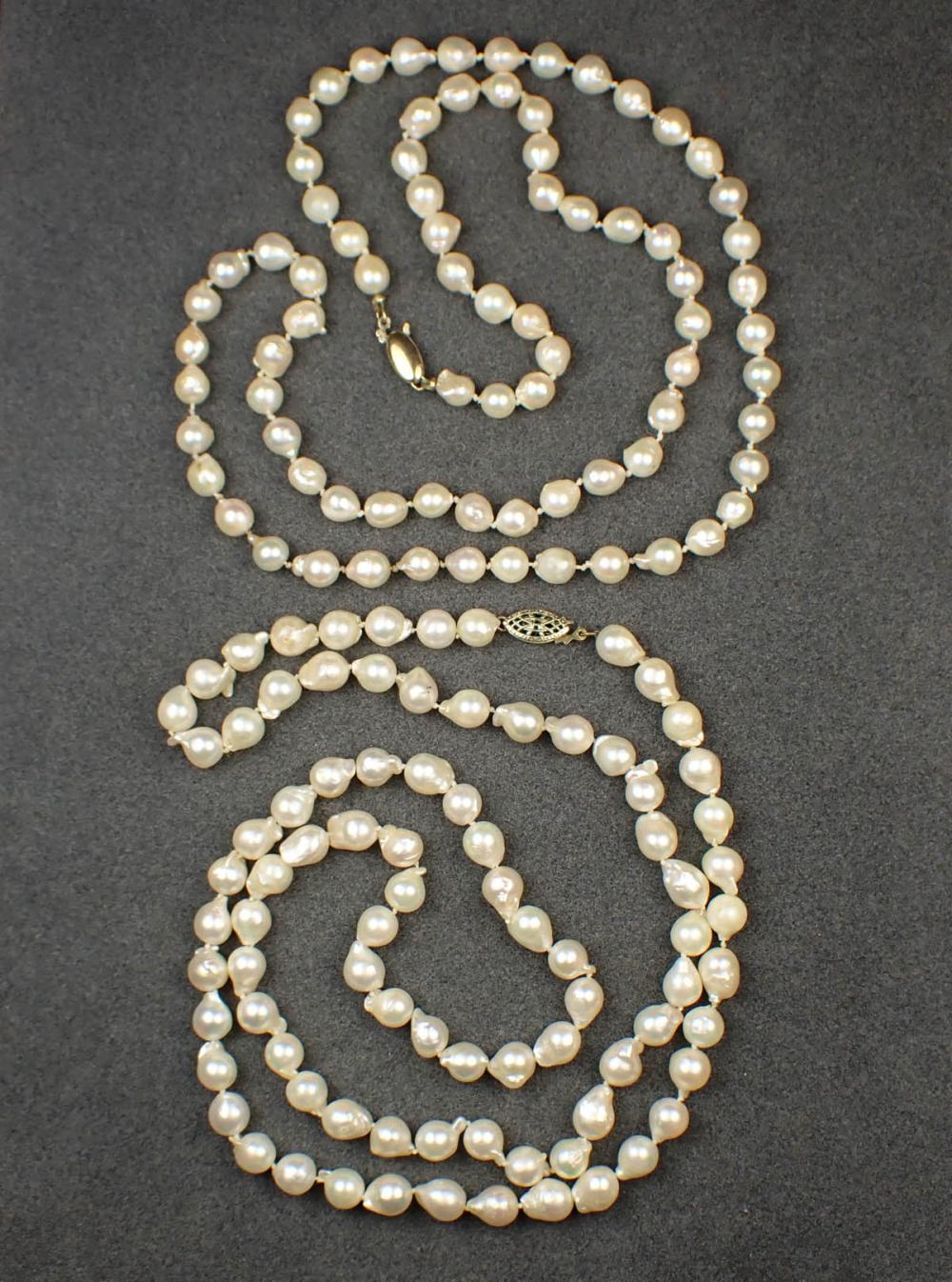 TWO BAROQUE FRESHWATER PEARL NECKLACESTWO 2eddd8