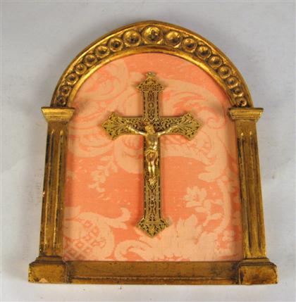 Gilt bronze crucifix    Mounted in an