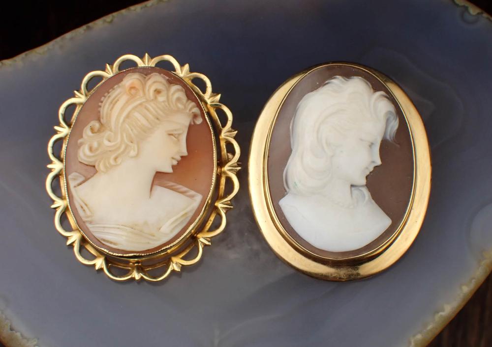 TWO CAMEO AND FOURTEEN KARAT GOLD 2edde7