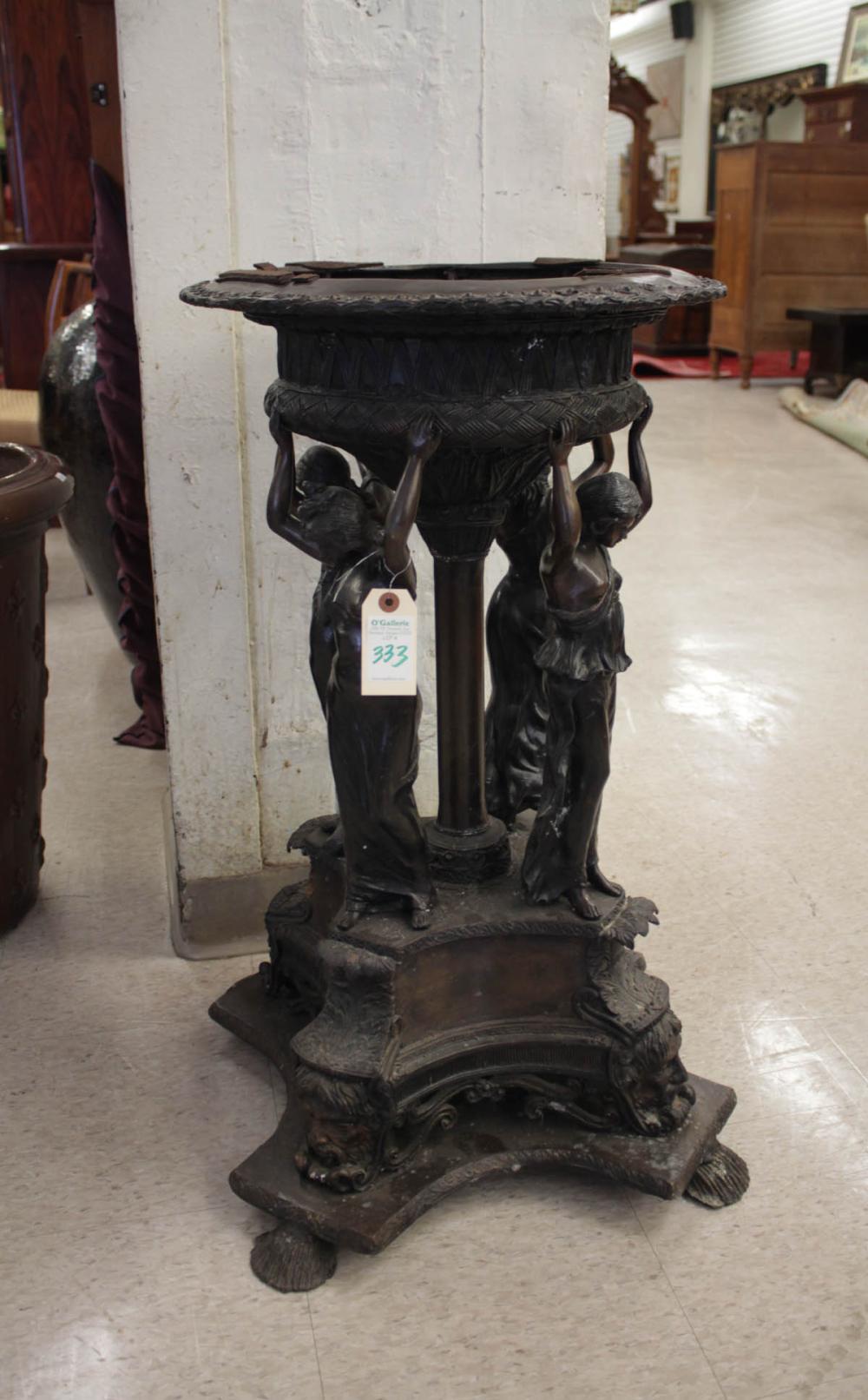 PATINATED BRONZE JARDINIERE STANDPATINATED