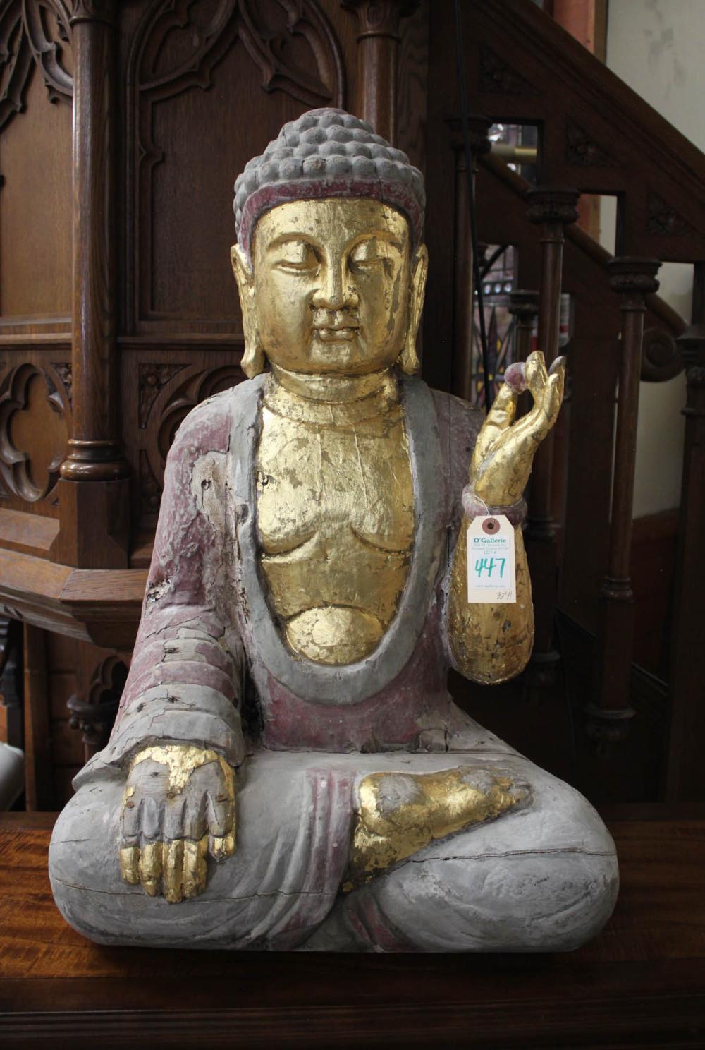 CARVED AND PARCEL GILDED WOOD BUDDHACARVED 2ede9c