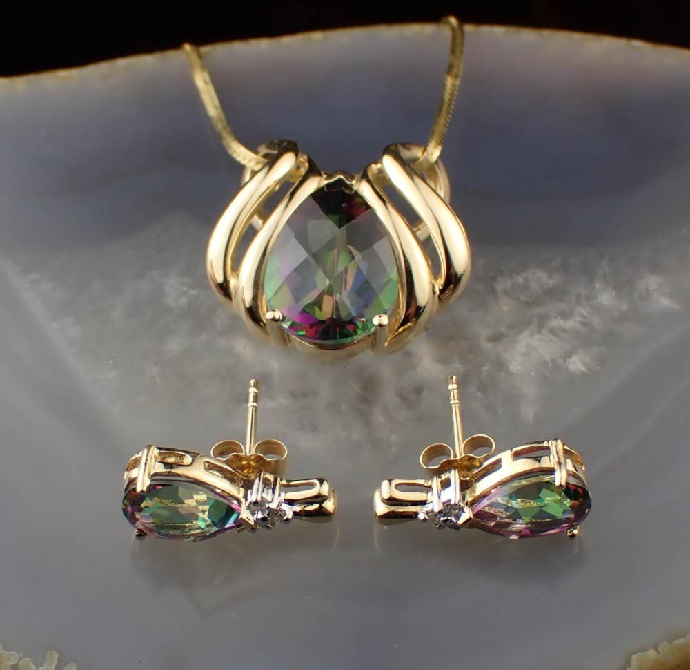 MYSTIC TOPAZ PENDANT NECKLACE AND