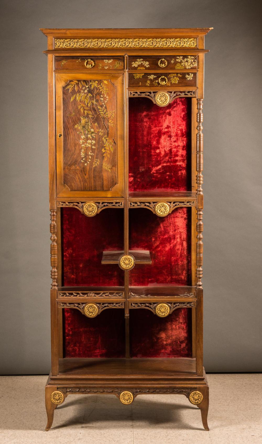 VICTORIAN JAPONISME-DECORATED WALNUT