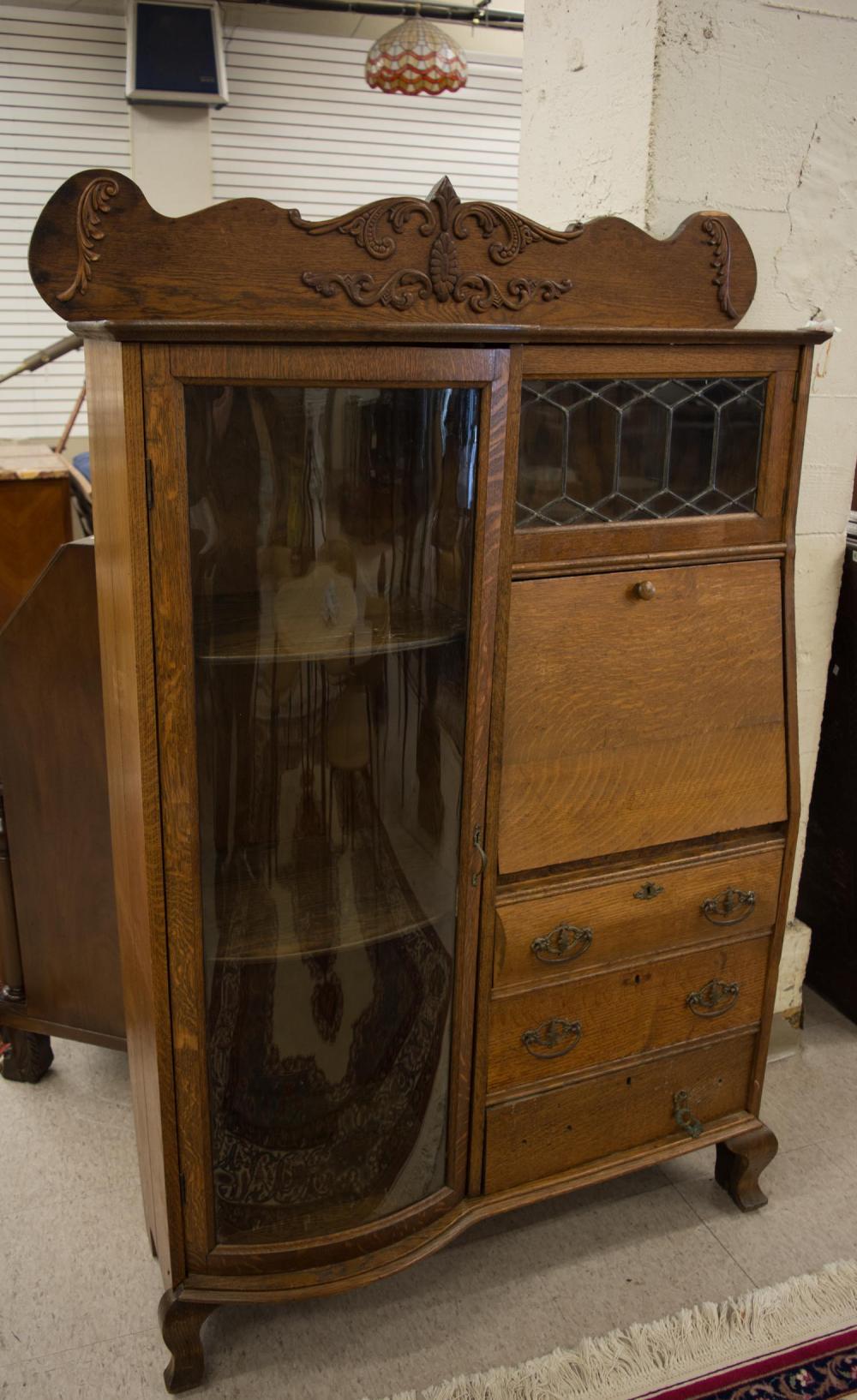 LATE VICTORIAN OAK SECRETARY BOOKCASELATE