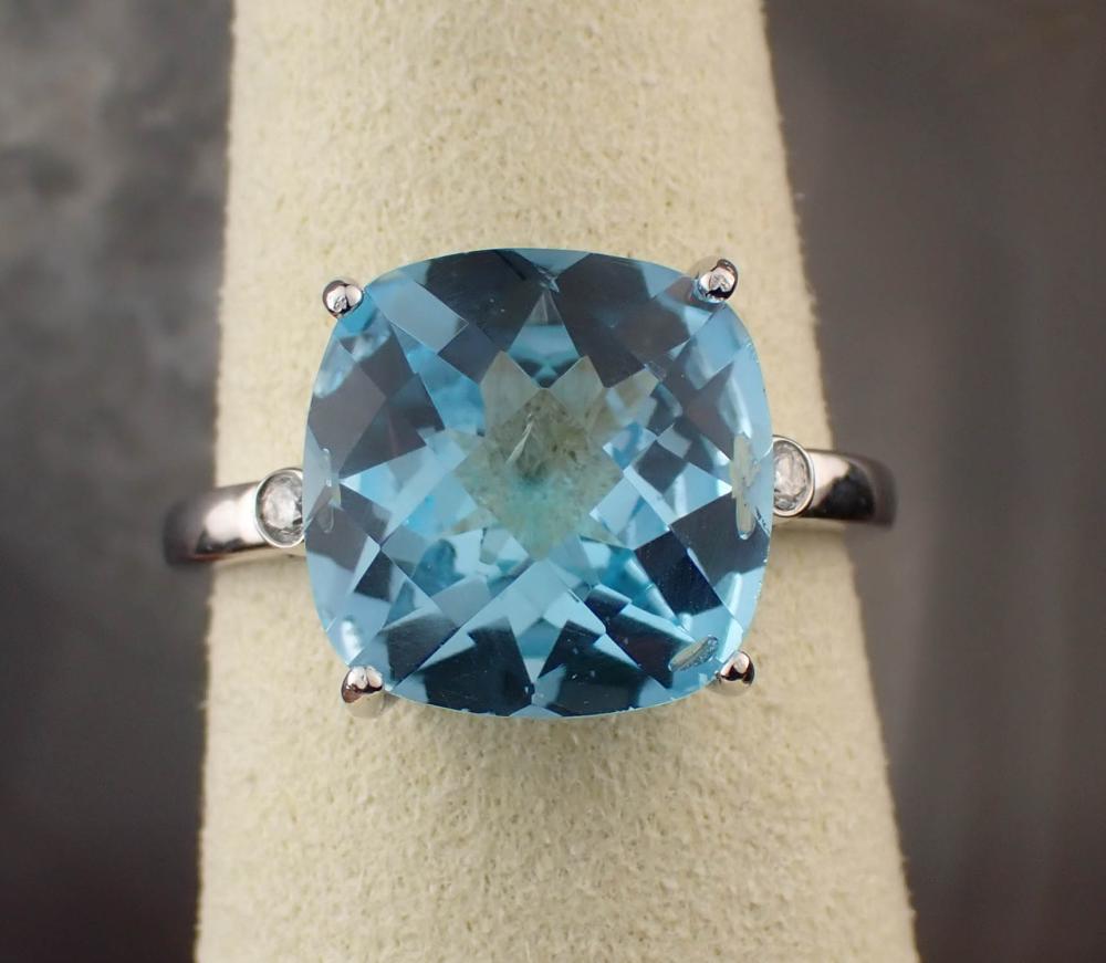 BLUE TOPAZ, DIAMOND AND FOURTEEN