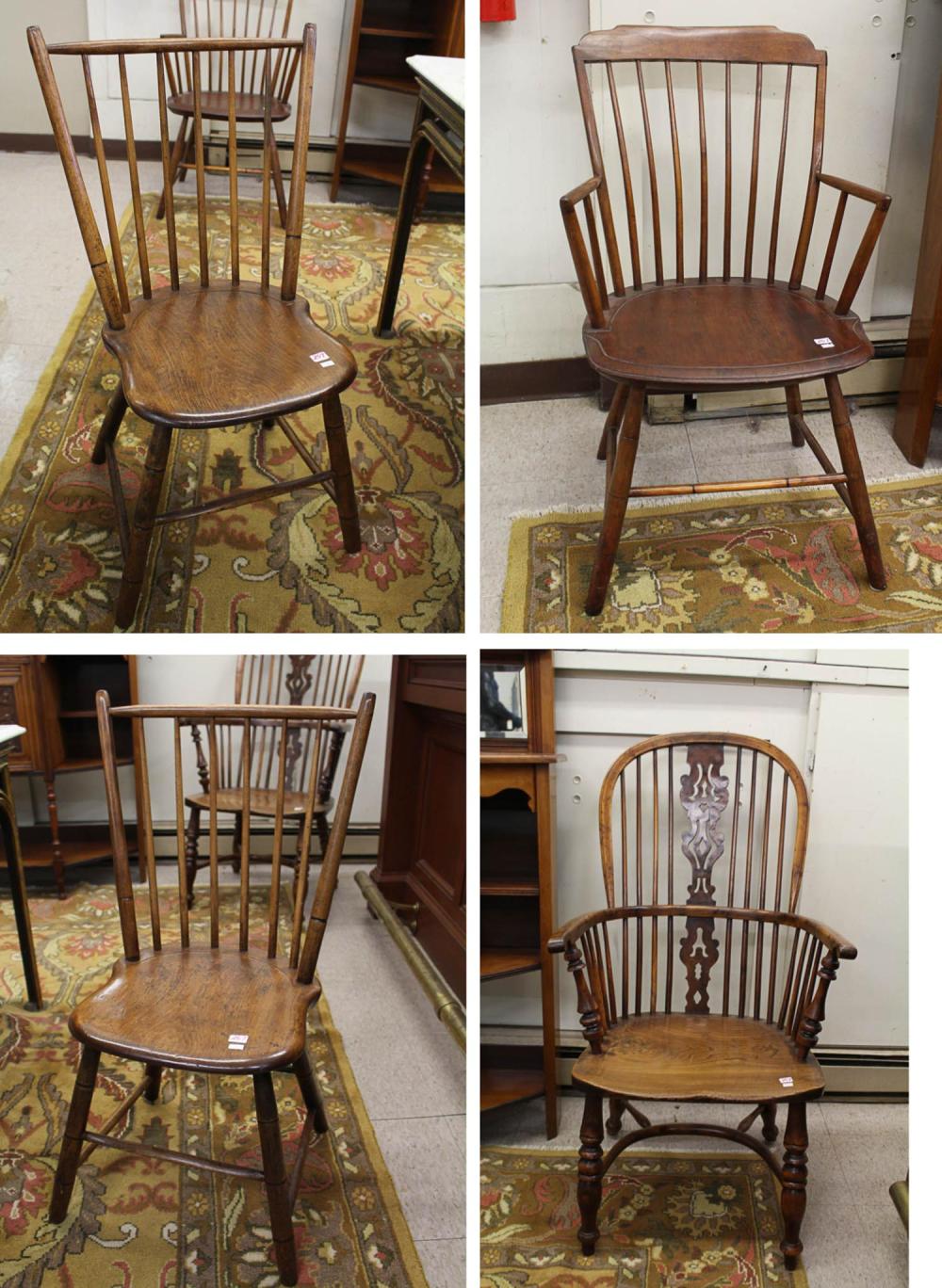 FOUR ANTIQUE WINDSOR CHAIRSFOUR