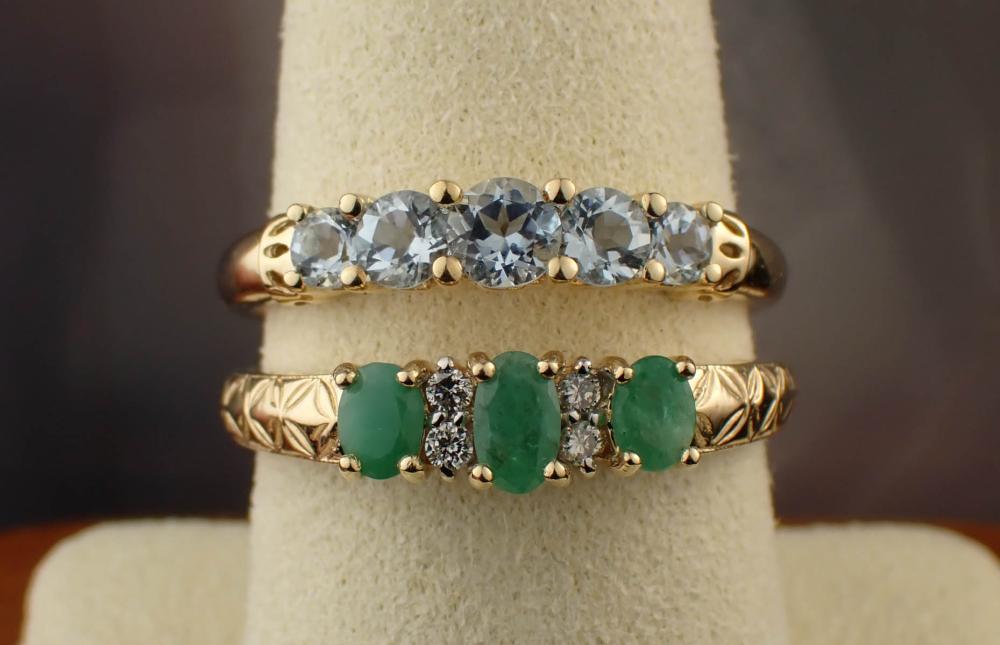 TWO GEMSTONE AND FOURTEEN KARAT