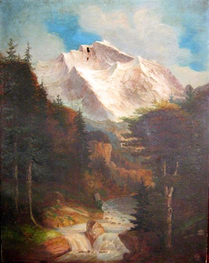 MOUNTAIN SCENE 19th century Oil 4b015
