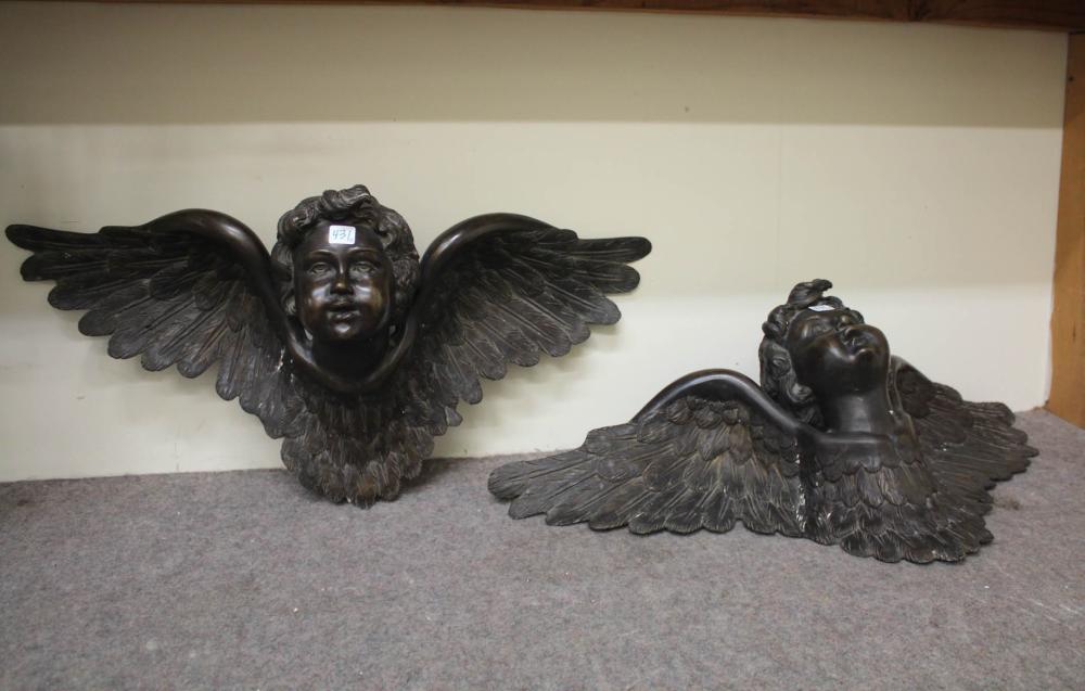 A PAIR OF WALL-MOUNT ANGEL BUSTSA