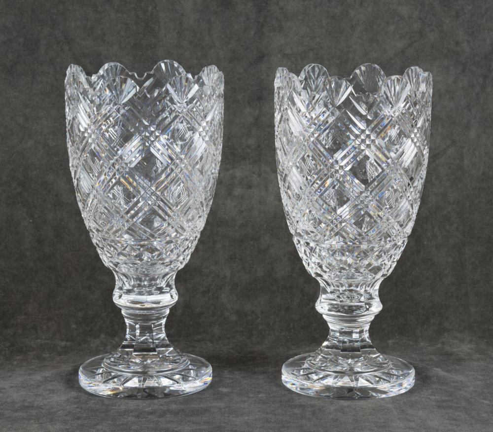 PAIR OF WATERFORD CUT CRYSTAL FOOTED