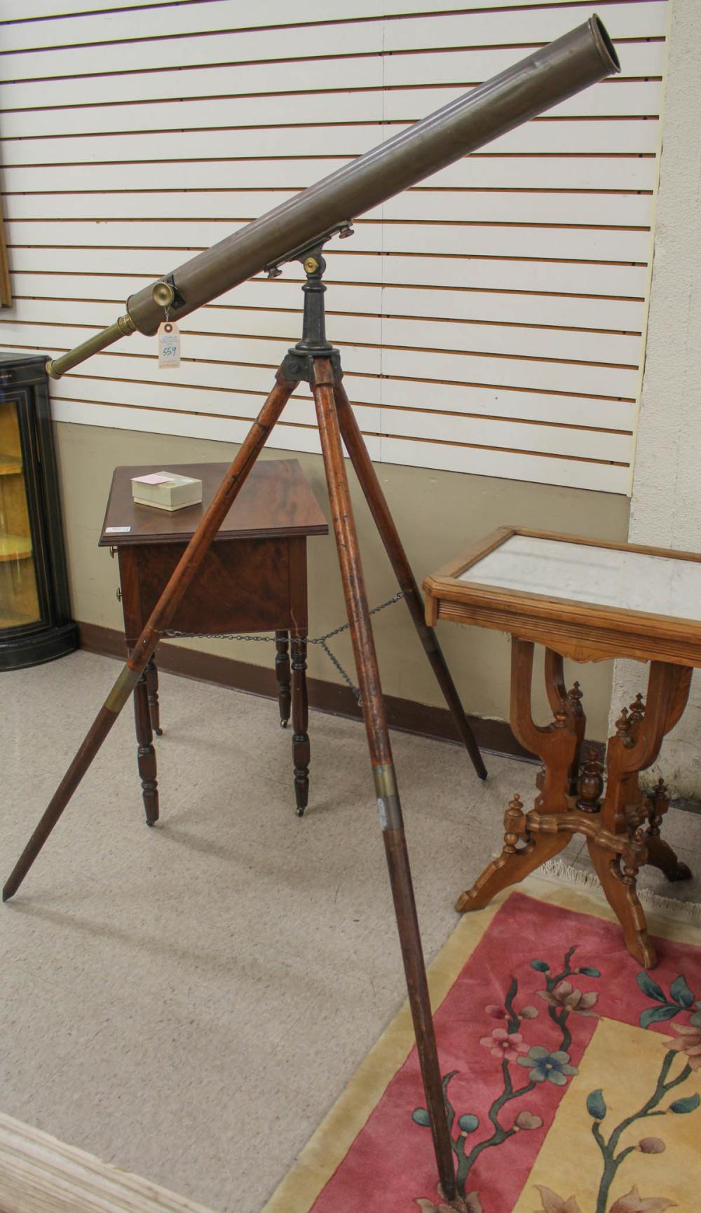 BRASS ASTRONOMICAL TELESCOPE ON