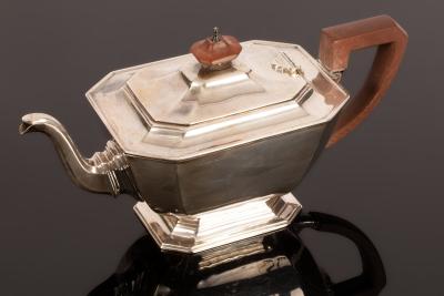 An Art Deco silver teapot, Adie