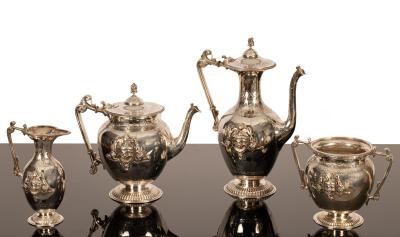 A Victorian four-piece silver tea
