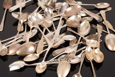 A quantity of sundry silver teaspoons
