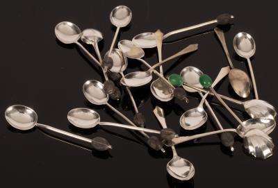 Twelve silver coffee spoons, circa