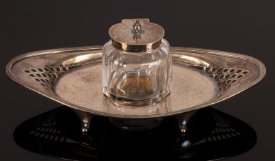 A Victorian silver inkstand with cut