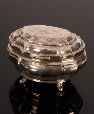 An oval silver tea caddy, Goldsmiths