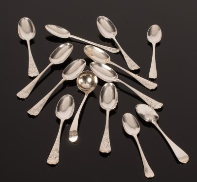 Various silver teaspoons and a silver