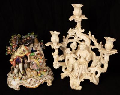 A Meissen white porcelain figural