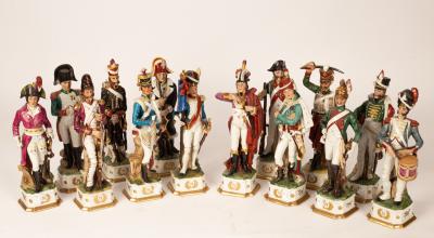 Fourteen figures of Napoleonic soldiers,