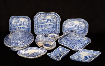 A group of Spode blue and white