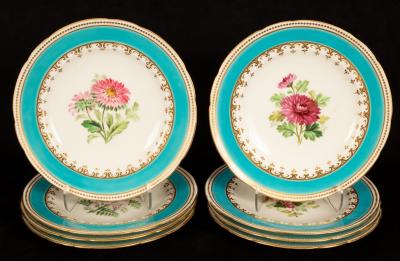 A set of eight Minton plates, circa