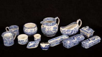A group of Spode and Copeland blue