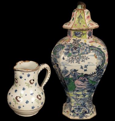 A clobbered Delft baluster vase and