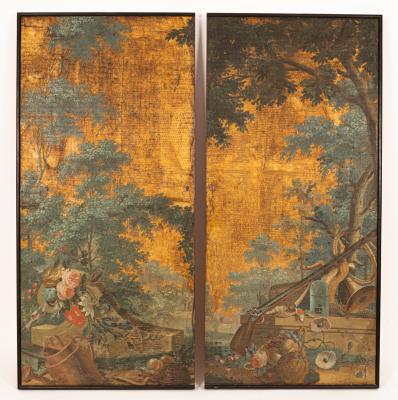 A pair of French painted cupboard doors,