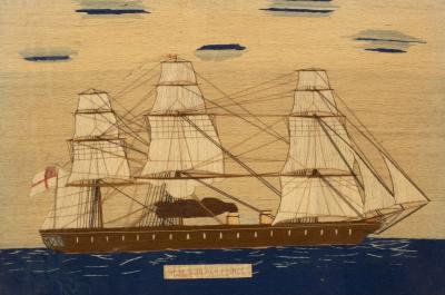 Two 19th Century wool work marine pictures,