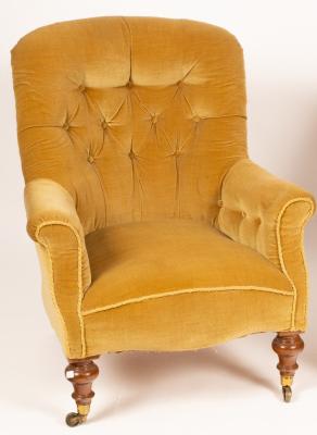 A Victorian upholstered armchair 2ee3ab
