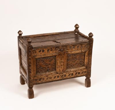 A Scandinavian carved oak chest