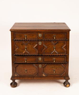 A Jacobean oak chest of three drawers 2ee3ac