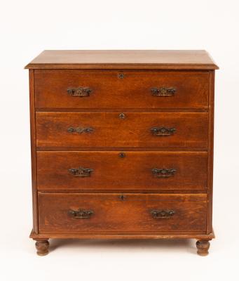 A Victorian oak chest of four long 2ee3bf