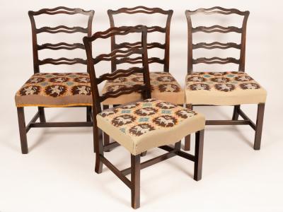 Four pierced ladder back chairs 2ee3c4