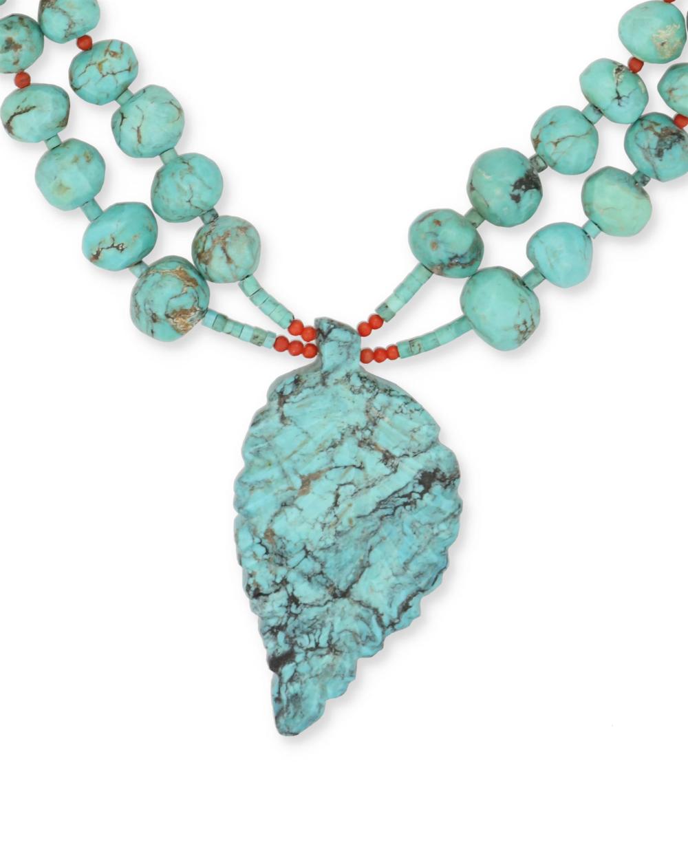 A LEEKYA-STYLE ZUNI CARVED TURQUOISE