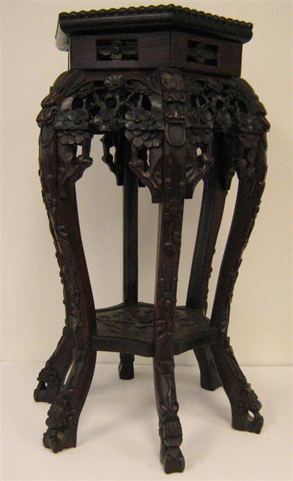 Chinese hardwood marble top tabouret