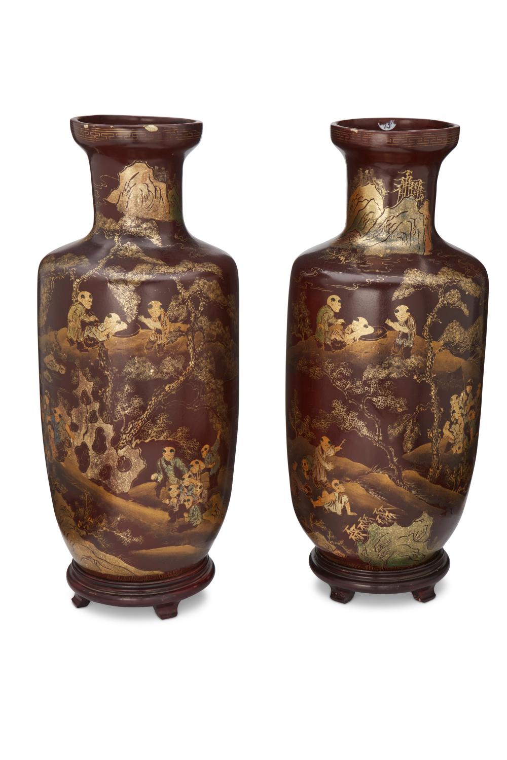A PAIR OF CHINESE LACQUERED PAPIER M CH  2ee59f