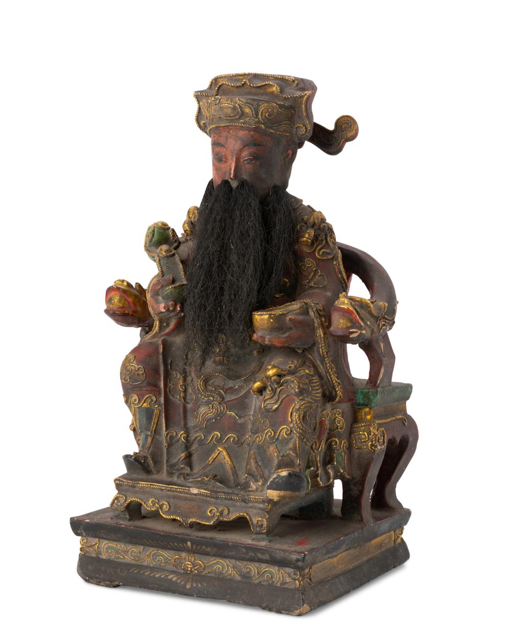 A CHINESE CARVED WOOD "GUAN YU"