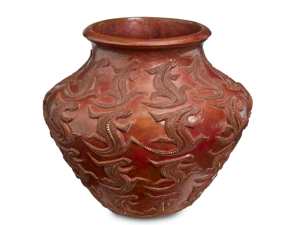 A BRONZE OLLA VESSELA bronze olla