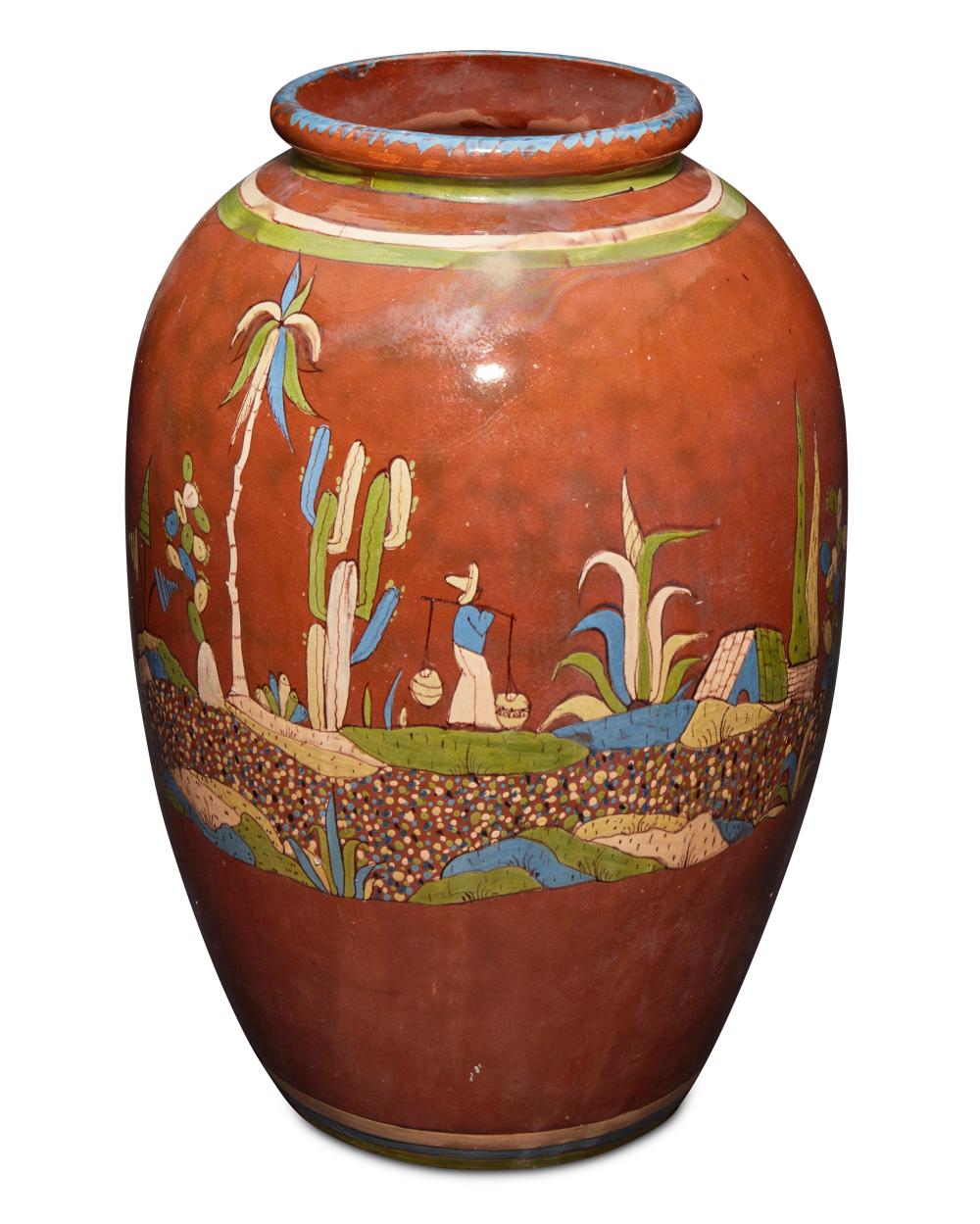 A LARGE TLAQUEPAQUE POTTERY OIL 2ee661