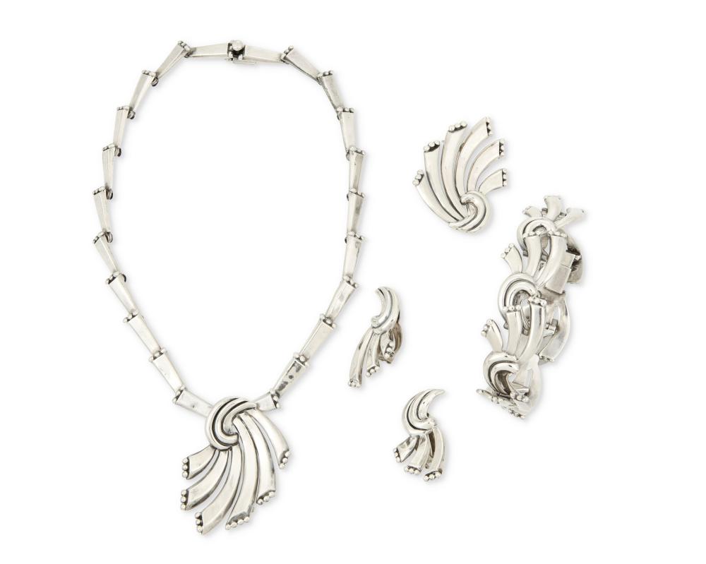 A SET OF MARGOT DE TAXCO SILVER JEWELRYA