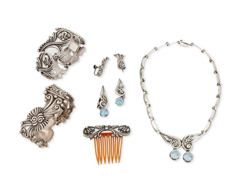 A GROUP OF MARGOT DE TAXCO SILVER JEWELRYA