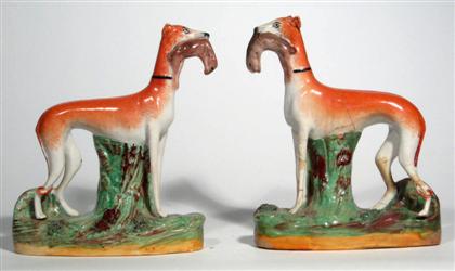 Pair of Staffordshire whippets