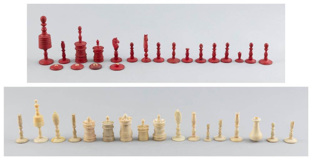 PARTIAL SET OF CARVED BONE CHESS 2f0f0a