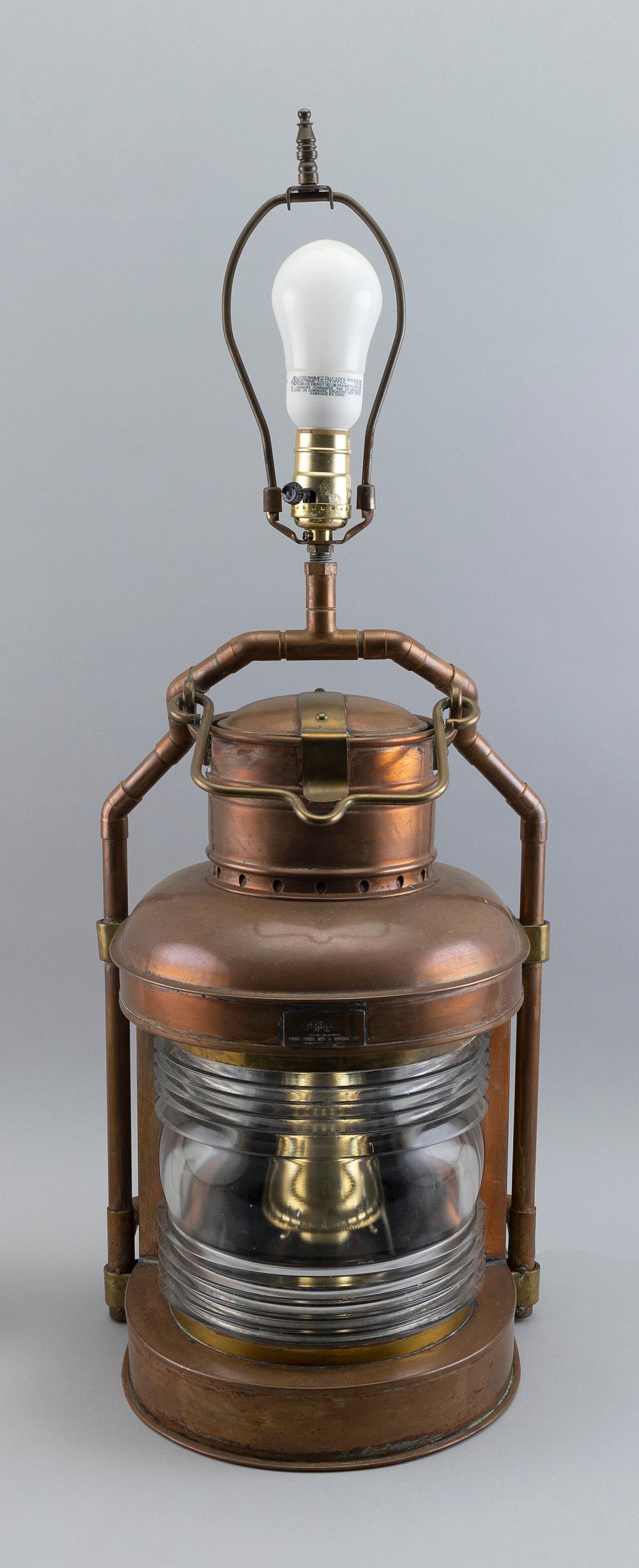 PERKO COPPER MARINE LAMP 20TH CENTURY