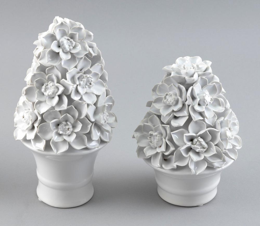 TWO BLANC DE CHINE PORCELAIN TOPIARIES 2f0f77