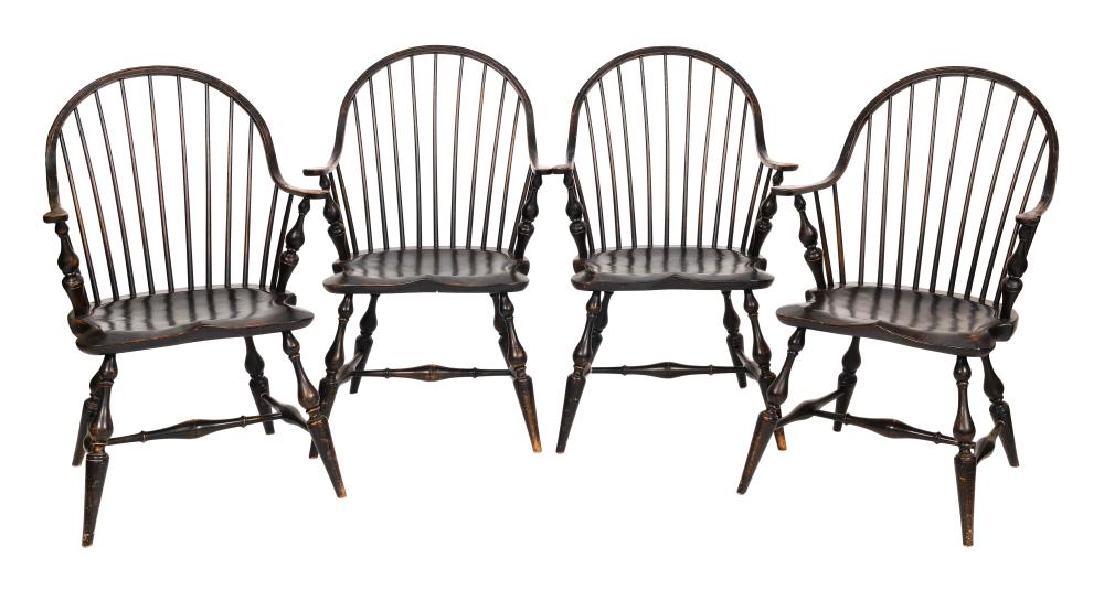 SET OF FOUR WINDSOR CONTINUOUS ARMCHAIRS